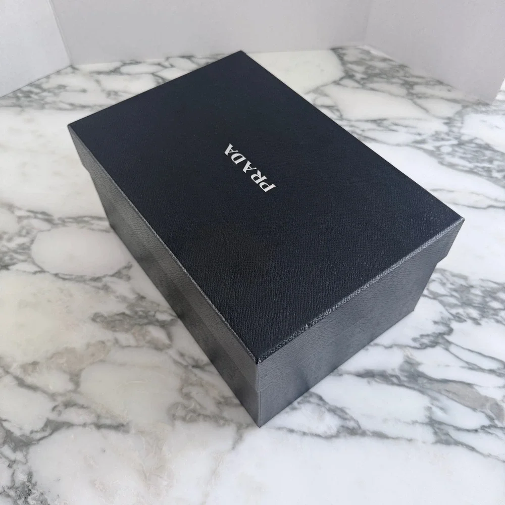 Prada Black Saffiano Textured Shoe Storage Box Empty Replacement 11.75